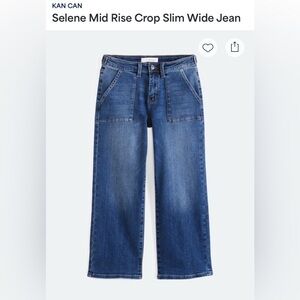 Kan Can Selene Mid Rise Crop Wide Leg Jeans